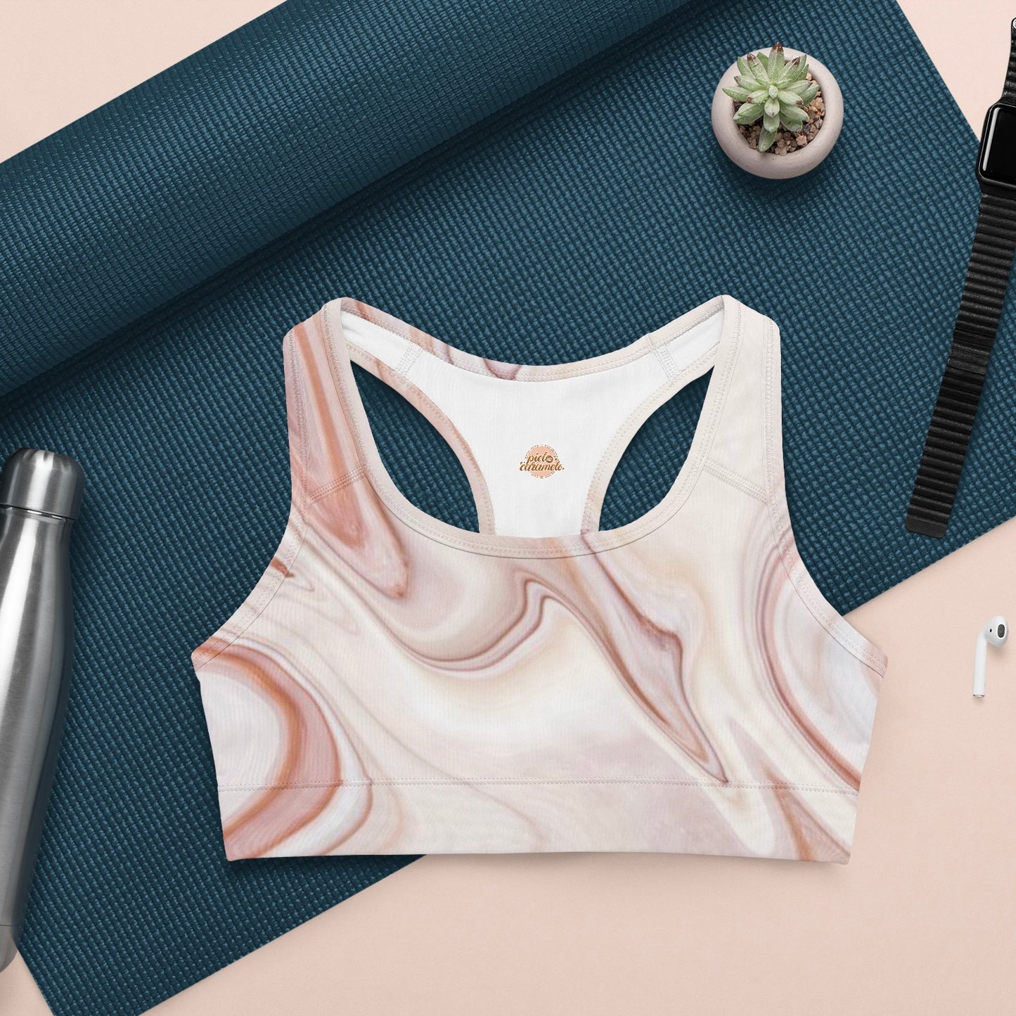 Caramelo Swirl Recycled Longline Sports Bra
